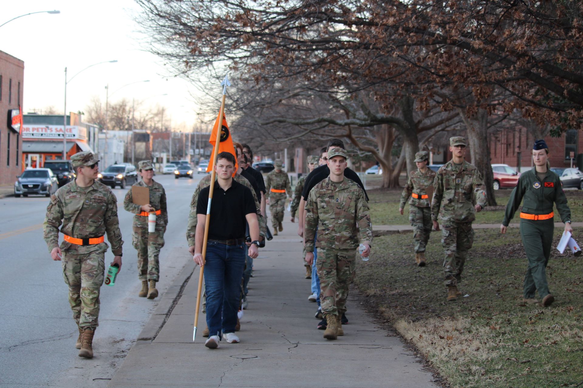 Marching at Thatcher Hall