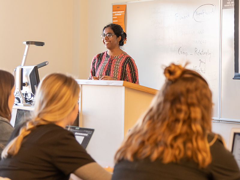 Sabiha teaching a class