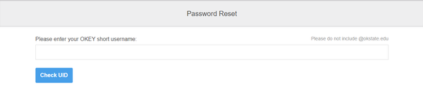 password reset page