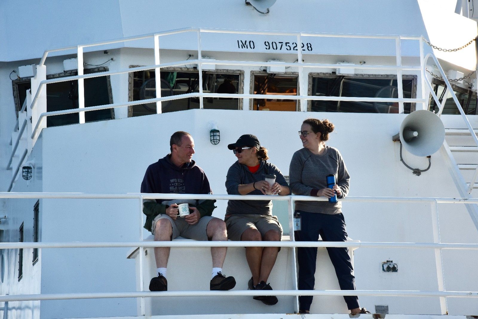 on deck visiting