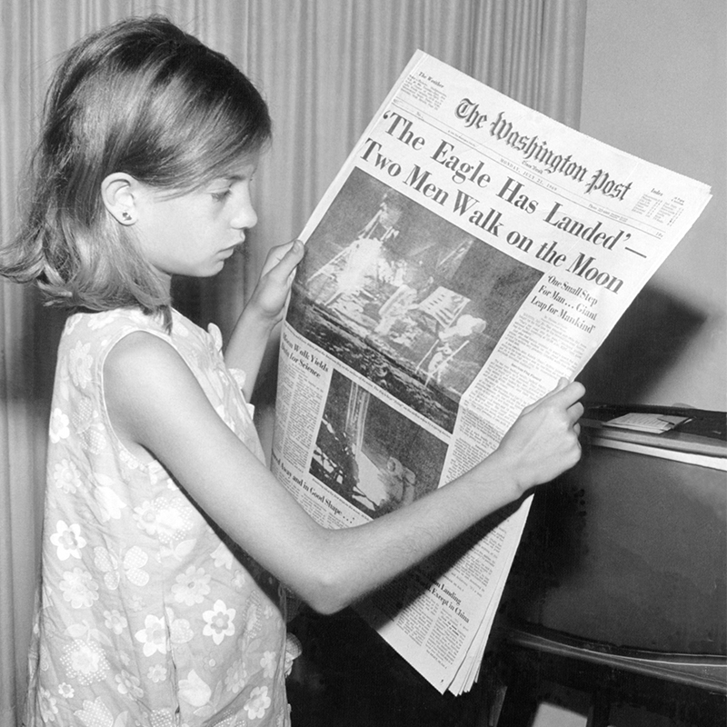 The Eagle Has Landed headline in old newspaper