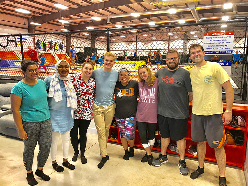 Group of students at the trampoline park