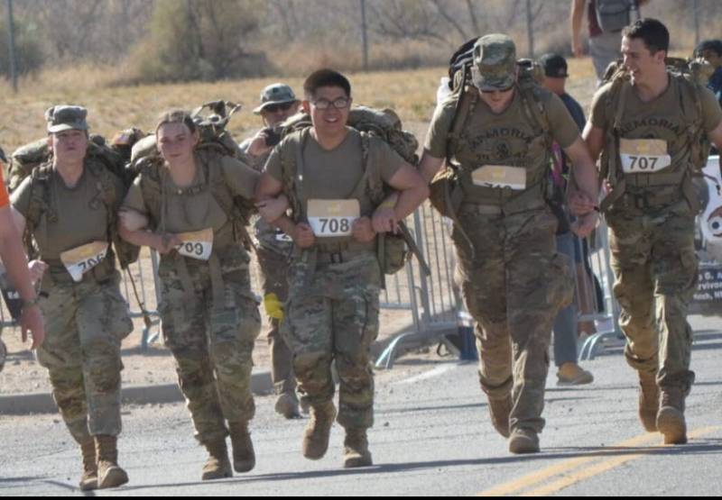 cadets rucking at the bataan memorial death march