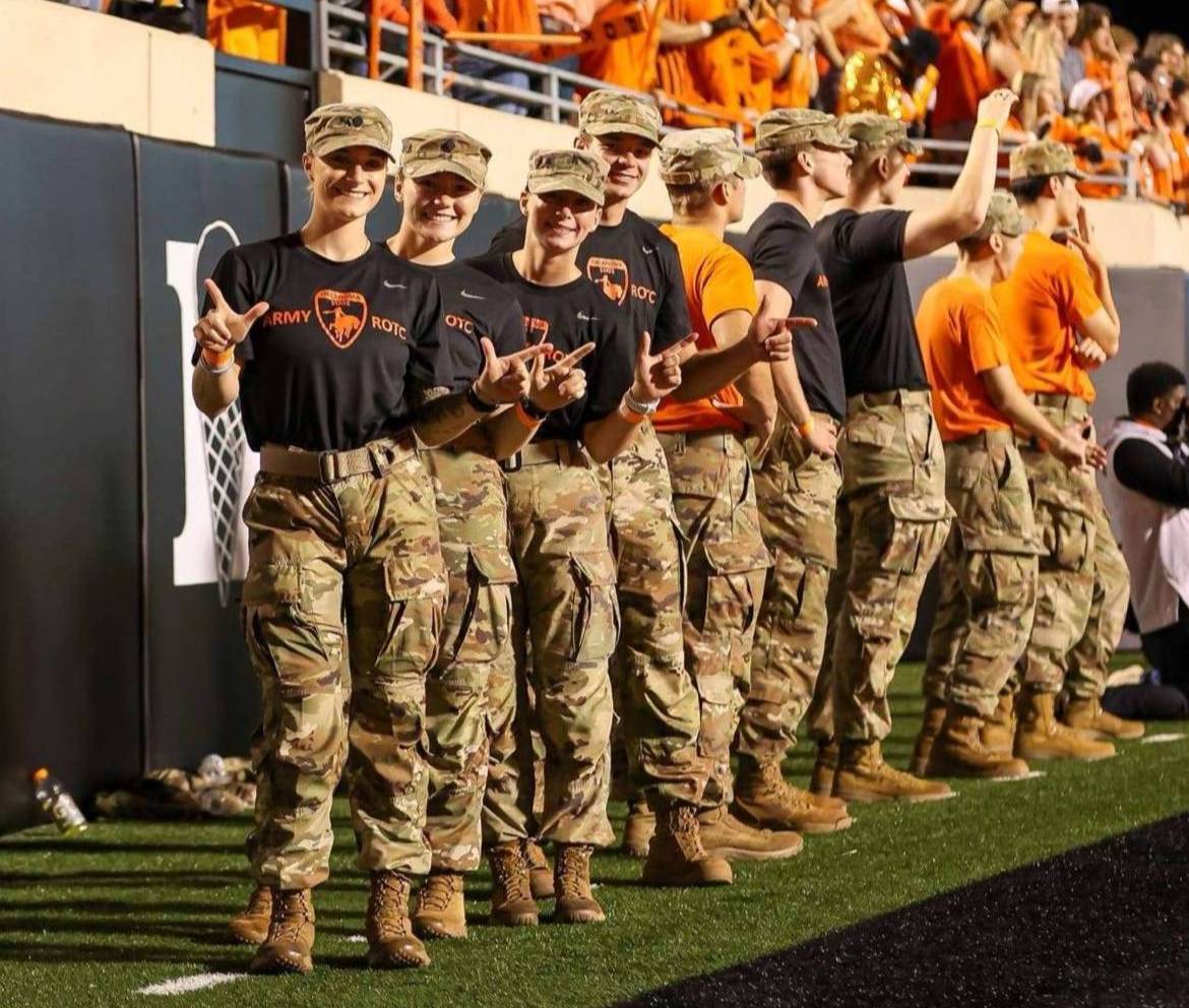 ROTC cadets at football game