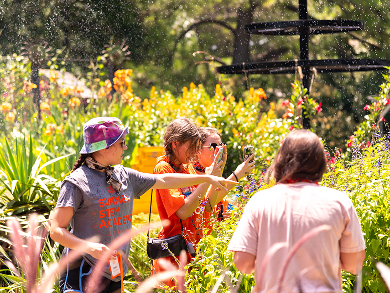 Summer STEM Academy students in the Botanic Gardens