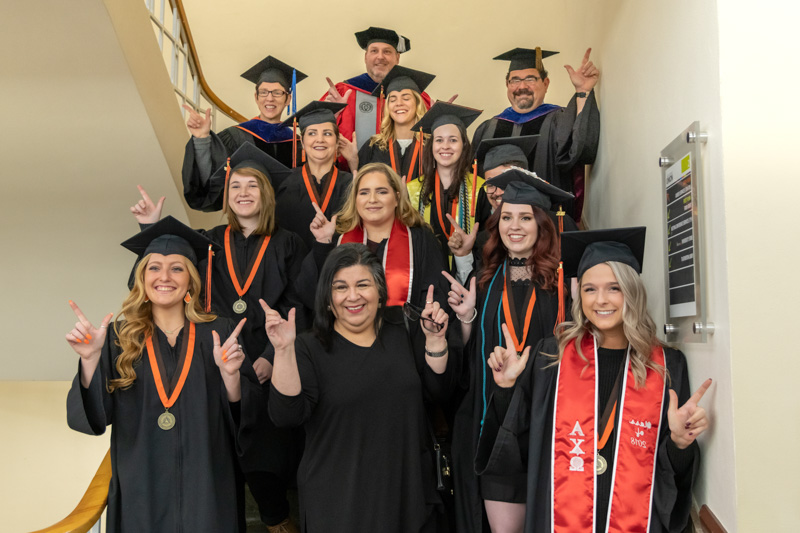 Students on staircase