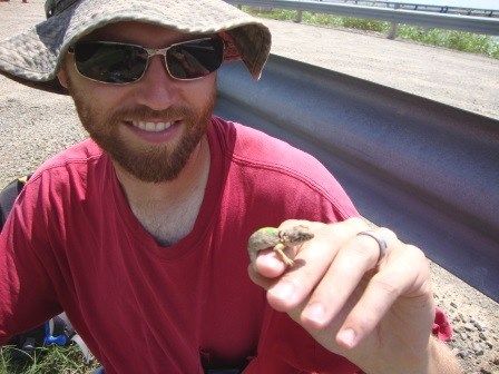 Andrew with a hatchling