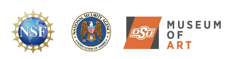 Logos of the National Science Foundation, National Security Agency, and Oklahoma State University Museum of Art displayed side by side