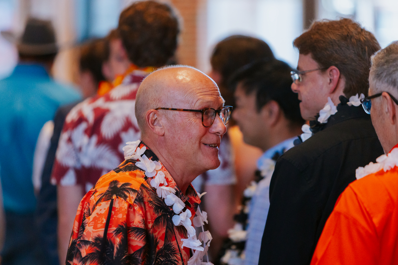 John Brett visiting with Bart Gaskill.