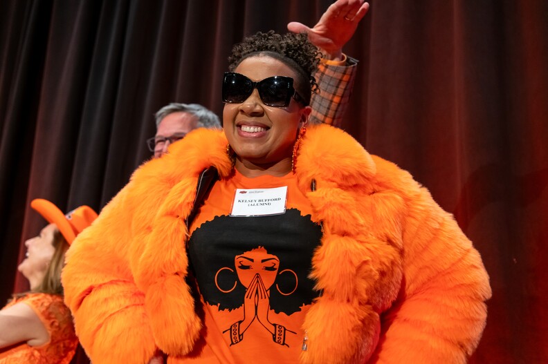 Kelsey Bufford winning second place for the Rock The Orange Award.