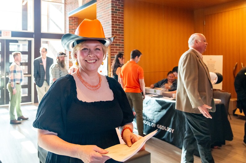 Martha Halihan and her big orange cowboy hat.