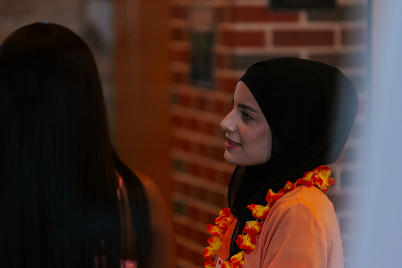 Marwa Elshebli enjoying getting to visit with others.