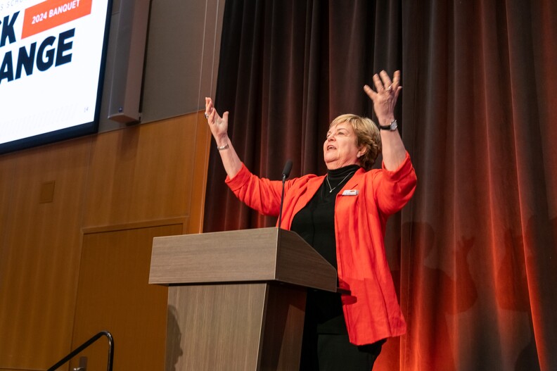 Mary Hileman giving the benediction.