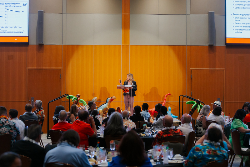 Keynote speaker Miranda Childress giving her talk.