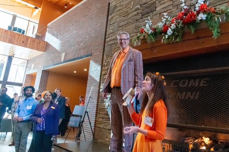 Todd Halihan and Lauren Haygood making annoucements.