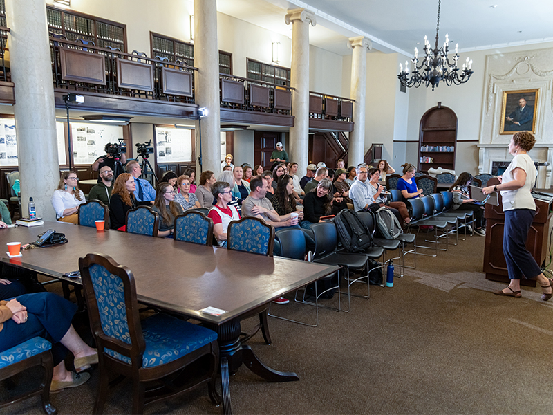 Jennifer Borland speaking to the audience Jennifer Borland speaking to the audience
