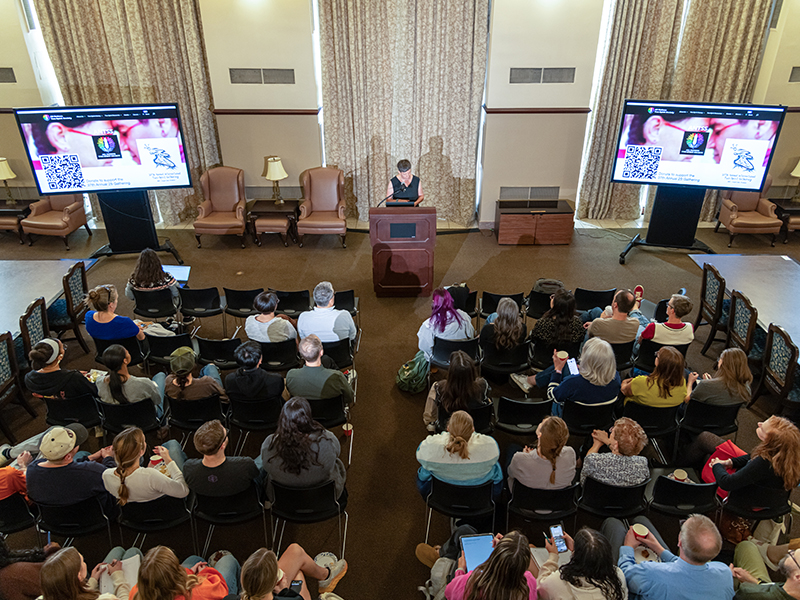 Overhead view of Louise Siddons presenting Overhead view of Louise Siddons presenting