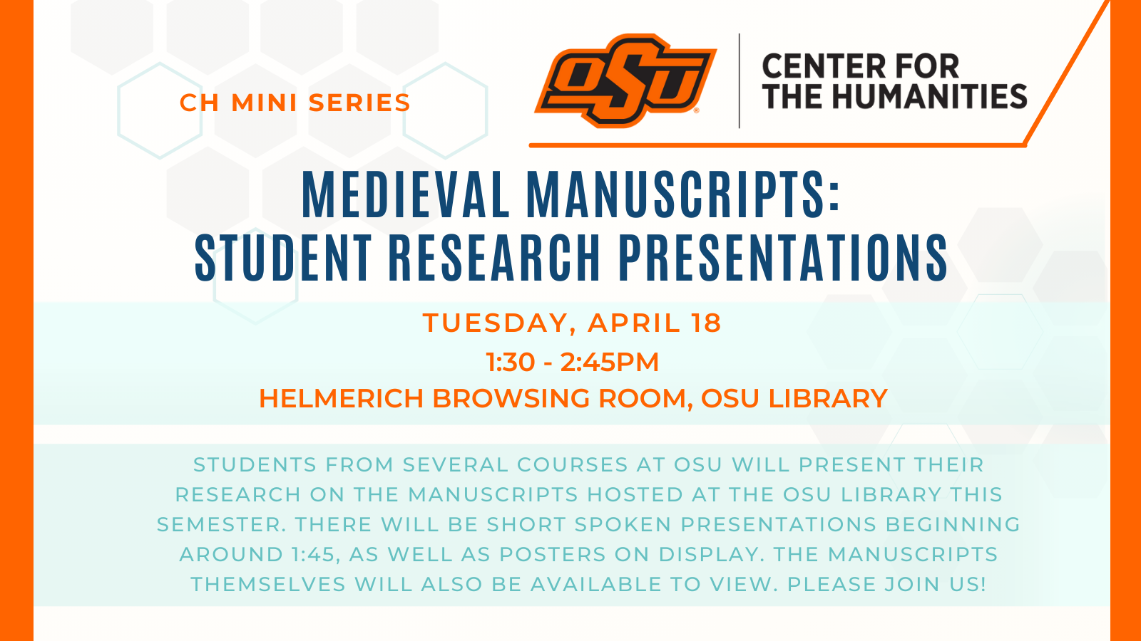 Medieval Manuscripts: Student Research Presentations