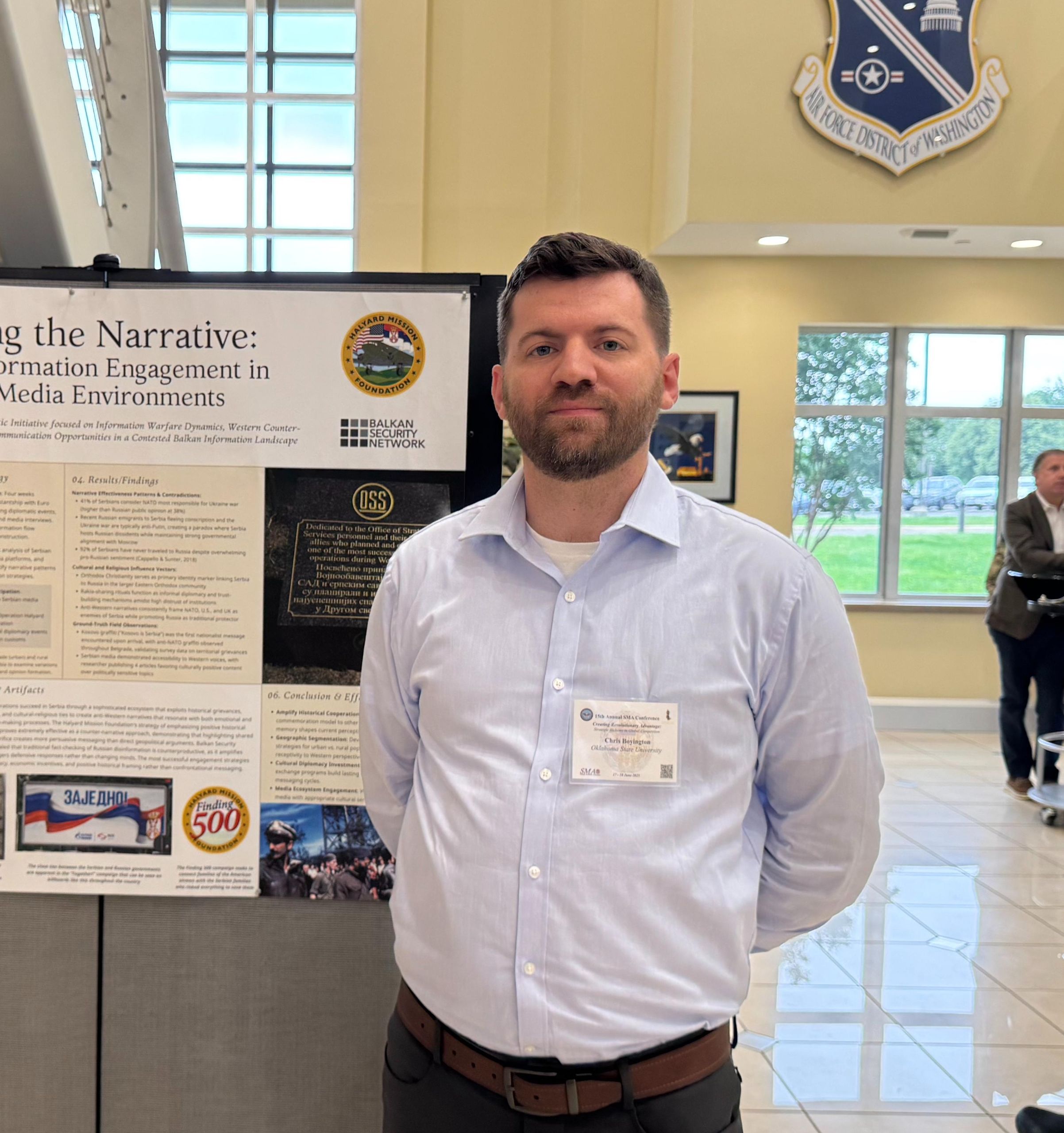 Chris Boyington showcasing his research chris boyington showing his research findings