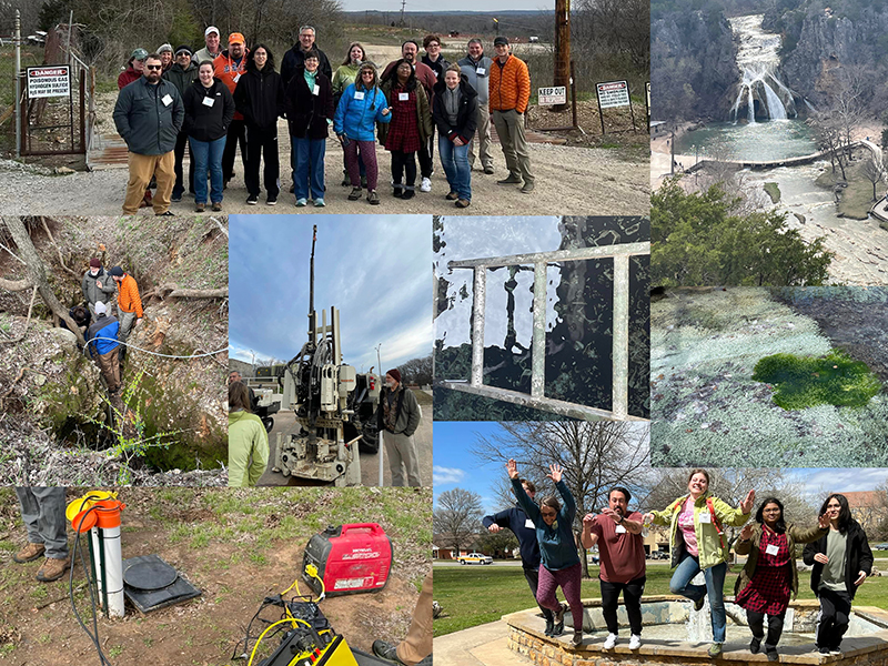 Photo collage from the 2023 Geological Society of American Field Trip with Owasso High School