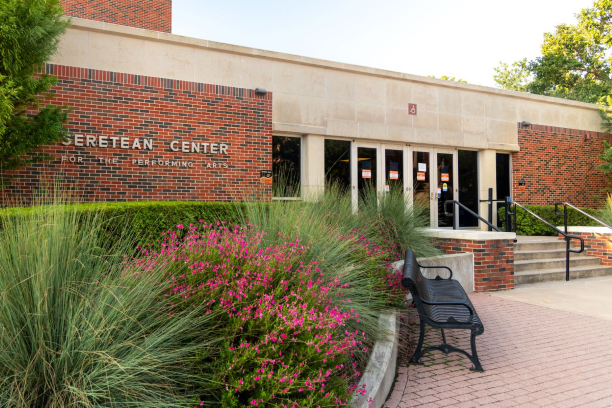 The Seretean Center for the Performing Arts in spring