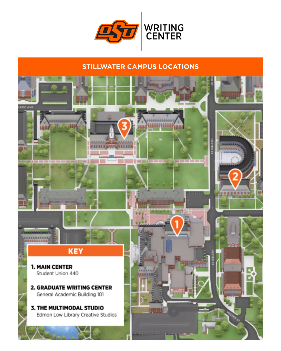 Writing Center Locations Map