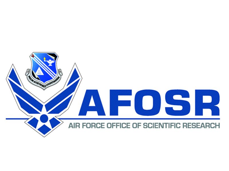 Air Force Office of Scientific Research (AFOSR) emblem with an eagle clutching a shield and scientific elements