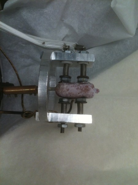 nanospring lightbulb sensor mounted in a test jig.