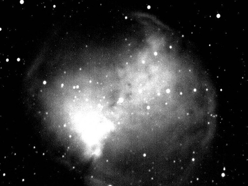 The Planetary Nebula Messier 27 imaged through a blue filter. The Planetary Nebula Messier 27 imaged through a blue filter.