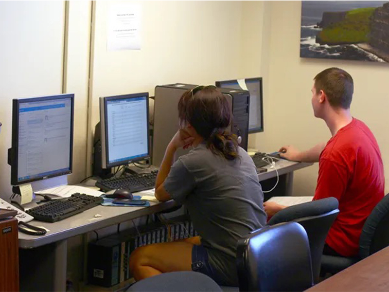 LEAP students working in office