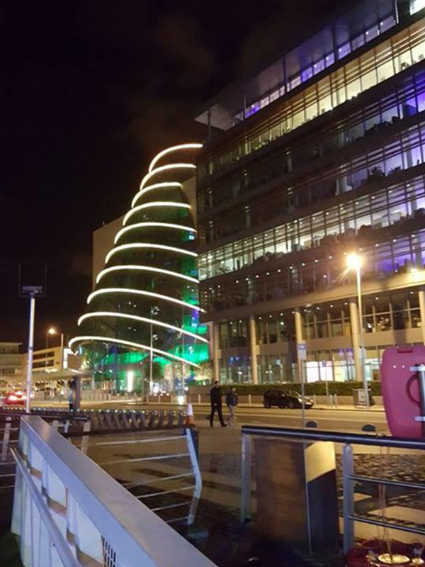 Outside of building at the International Society of Paediatric Oncology Conference