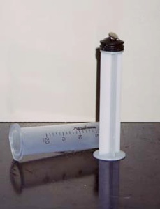 Close-up of a CS syringe. Close-up of a CS syringe.